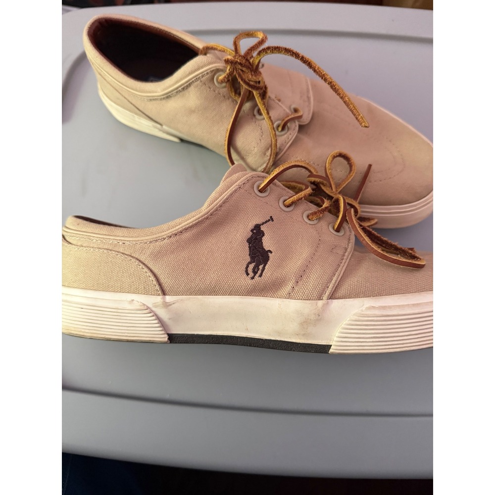 Polo Ralph Lauren Faxon Low Tan Canvas Sneakers Leather Laces 11D 00001629 L12
